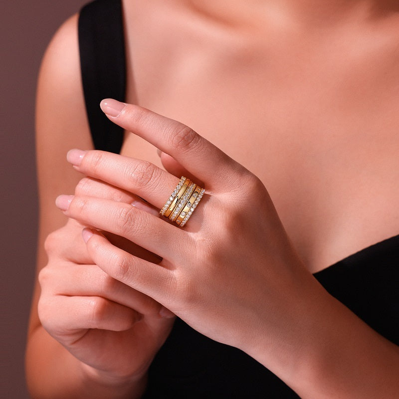 Gold Ring - A Fashionable Men's And Women's Ring And Jewelry Piece Set With Moissanite S925 Sterling Silver And Gold-plated Diamonds