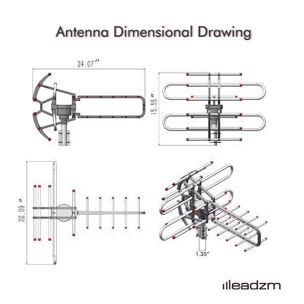 TA-851B 360 Degree Steering TV Antenna 45-860MHz 22-38dB HD Pixel 4K Radiation Range 150 Miles Cable 12 Support 1 TV Outdoor