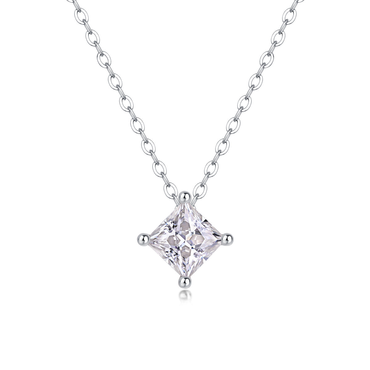 Stay Together - A Fashionable And Luxurious Diamond Jewelry Pendant Set With Square Moissanite S925 Sterling Silver.