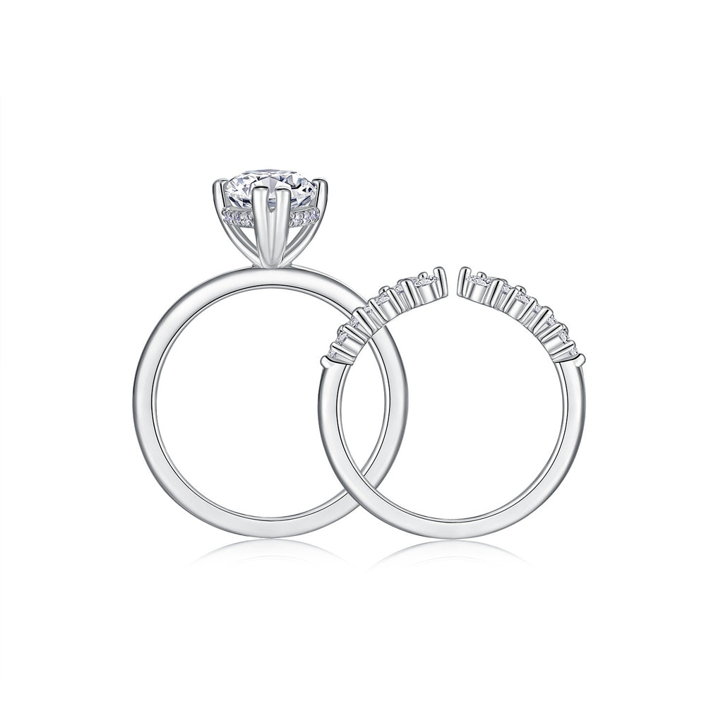Star Eyes - Fashionable Men's And Women's Ring And Ring Jewelry Set With Moissanite S925 Sterling Silver And Platinum-plated Diamond