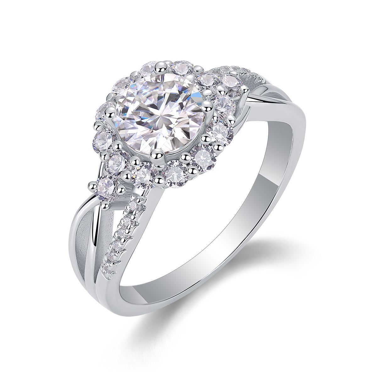 Snow Lotus - A Fashionable And Luxurious Jewelry Piece Set With 2-carat Moissanite S925 Sterling Silver And Platinum-plated Diamond