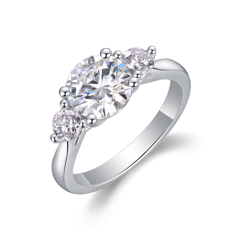 Three Lives And Three Worlds - A Fashionable And Luxurious Jewelry Piece Set With 2-carat Moissan Diamond S925 Sterling Silver And Platinum-plated Diamond
