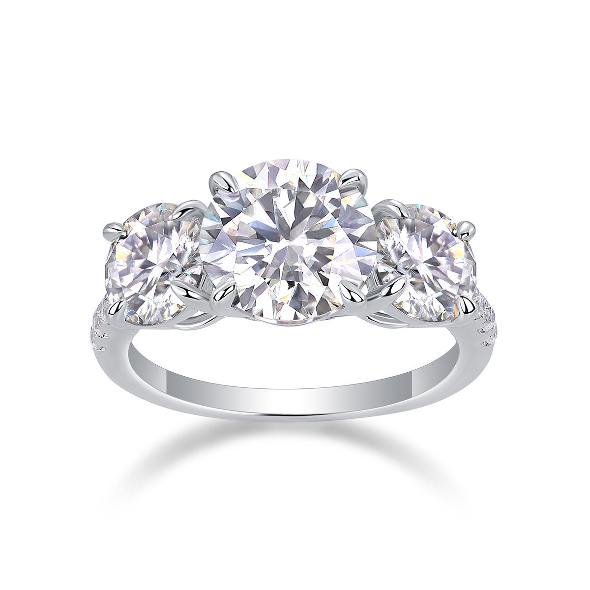 Three Shining Stars - A Fashionable And Luxurious Jewelry Piece Set With 3-carat Moissanite S925 Sterling Silver And Platinum-plated Diamond