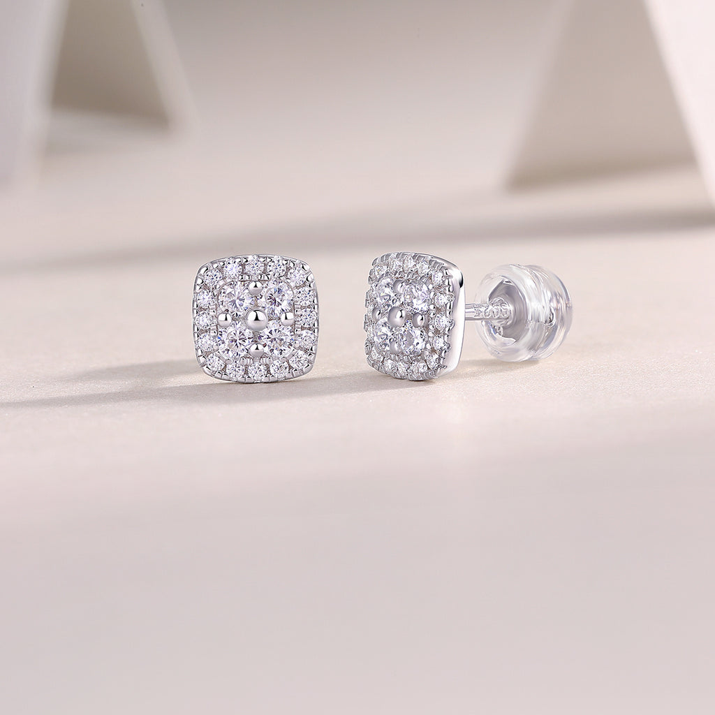 Fog Sea - Fashionable And Luxurious Diamond Jewelry Set With Moissanite S925 Sterling Silver And Platinum-plated Stud Earrings
