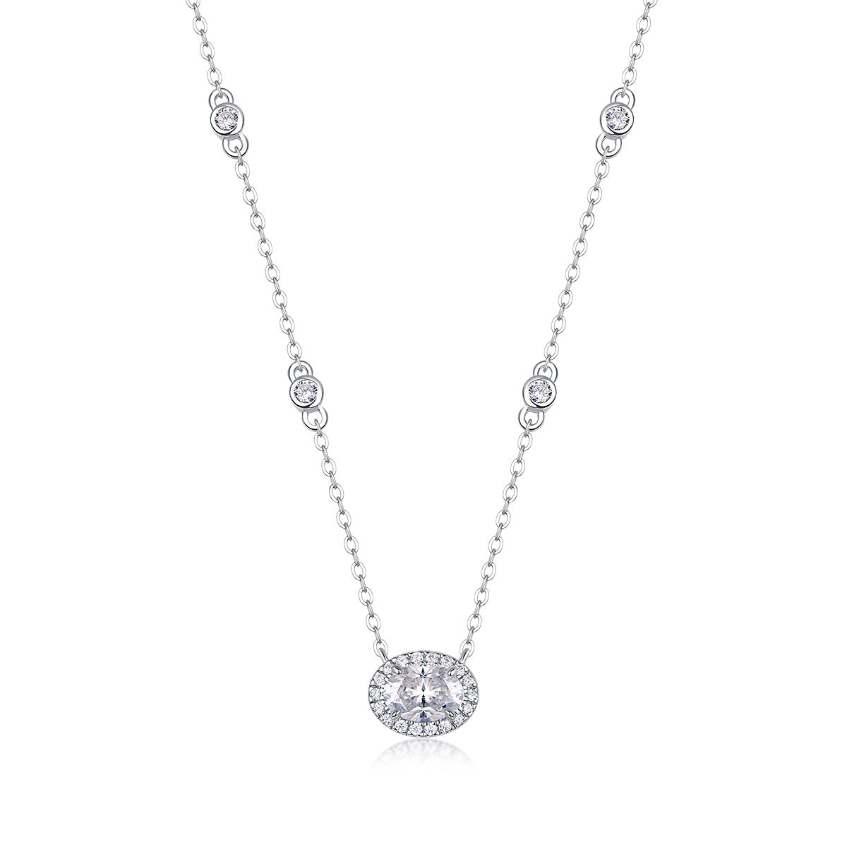 White Summer Night - A Fashionable And Luxurious Diamond Jewelry Pendant Set With Egg-shaped Moissanite S925 Sterling Silver And Platinum Plating