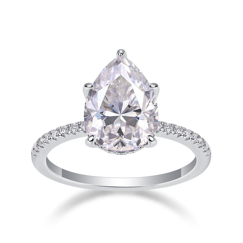 Light And Shadow - A Fashionable Diamond Jewelry Piece Set With Moissanite S925 Sterling Silver And Platinum Diamond Ring