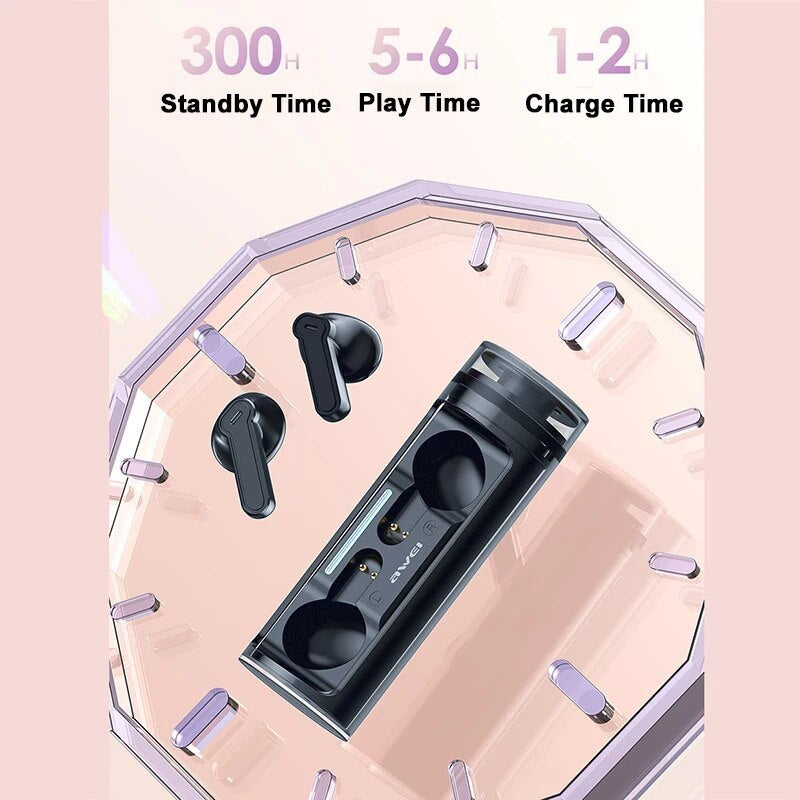 AWEI Four-microphone ENC Call Dry-reducing Bluetooth Headset