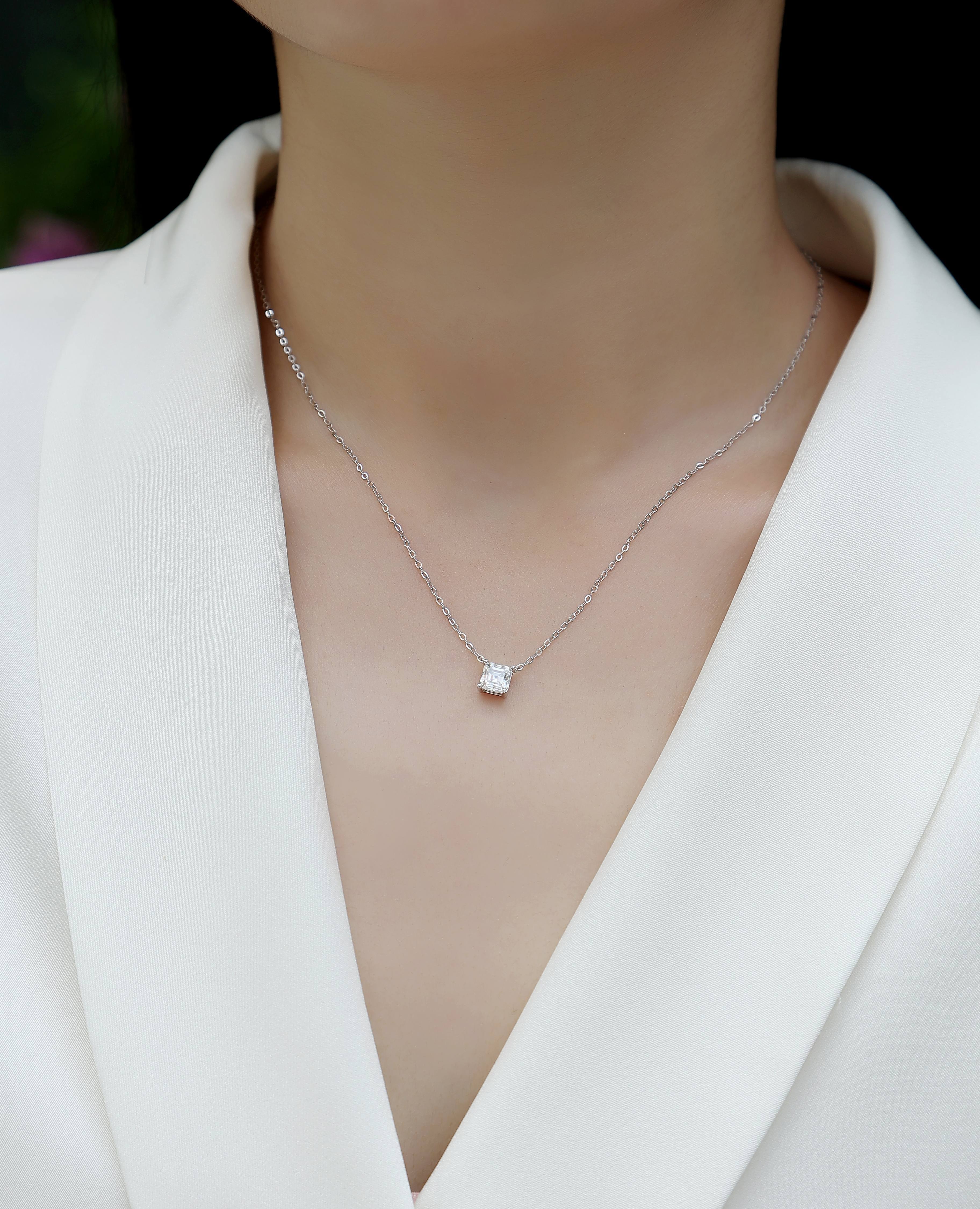 Eternal - A Fashionable And Luxurious Diamond Jewelry Pendant Set With Square Moissanite S925 Sterling Silver