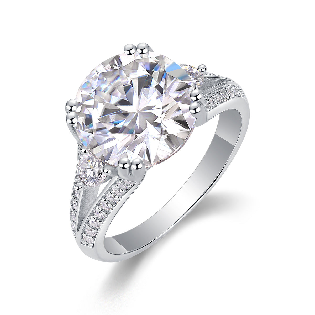 Elegant Radiance - A Fashionable And Luxurious Jewelry Piece Set With 5-carat Moissanite S925 Sterling Silver And Platinum-plated Diamond