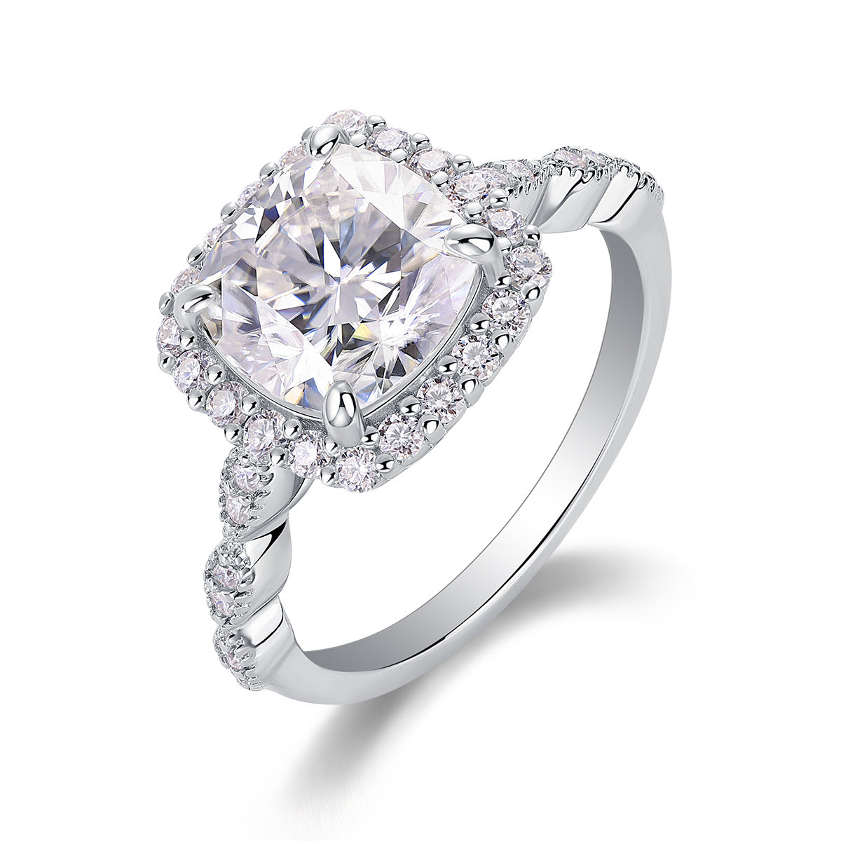 Gorgeous Square Diamond - Set With Moissan S925 Sterling Silver And Platinum-plated Diamond Ring, Fashionable Diamond Jewelry