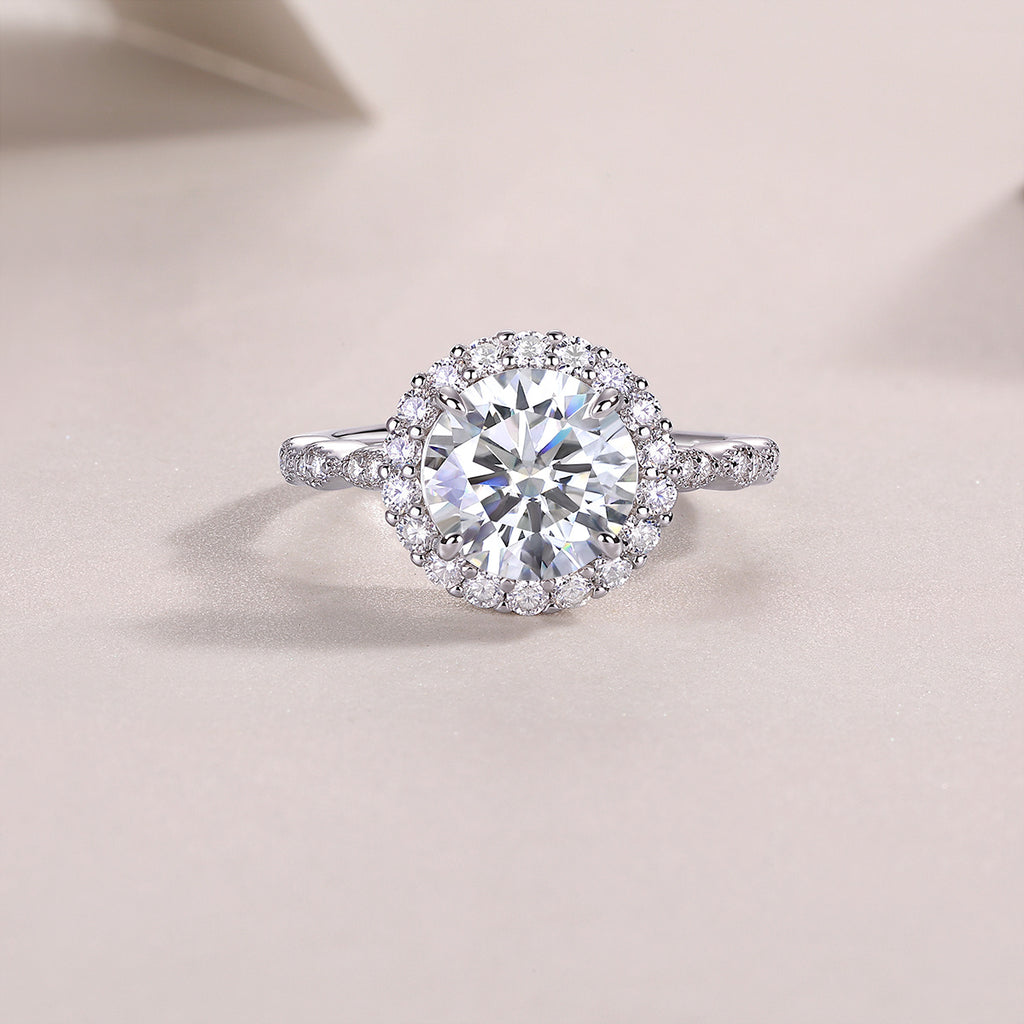 Starlight Shining - A Fashionable Jewelry Ring Set With 3-carat Moissanite S925 Sterling Silver And Platinum-plated Diamond