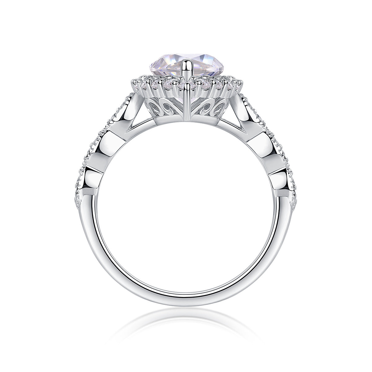 The Realm Of Delight - A Fashionable Diamond Jewelry Piece Set With Moissanite S925 Sterling Silver And Platinum-plated Diamond Ring