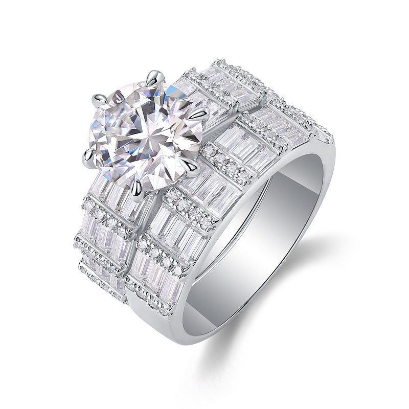 Vanilla - A Fashionable And Luxurious Jewelry Piece Set With 3-carat Moissanite S925 Sterling Silver And Platinum-plated Diamond
