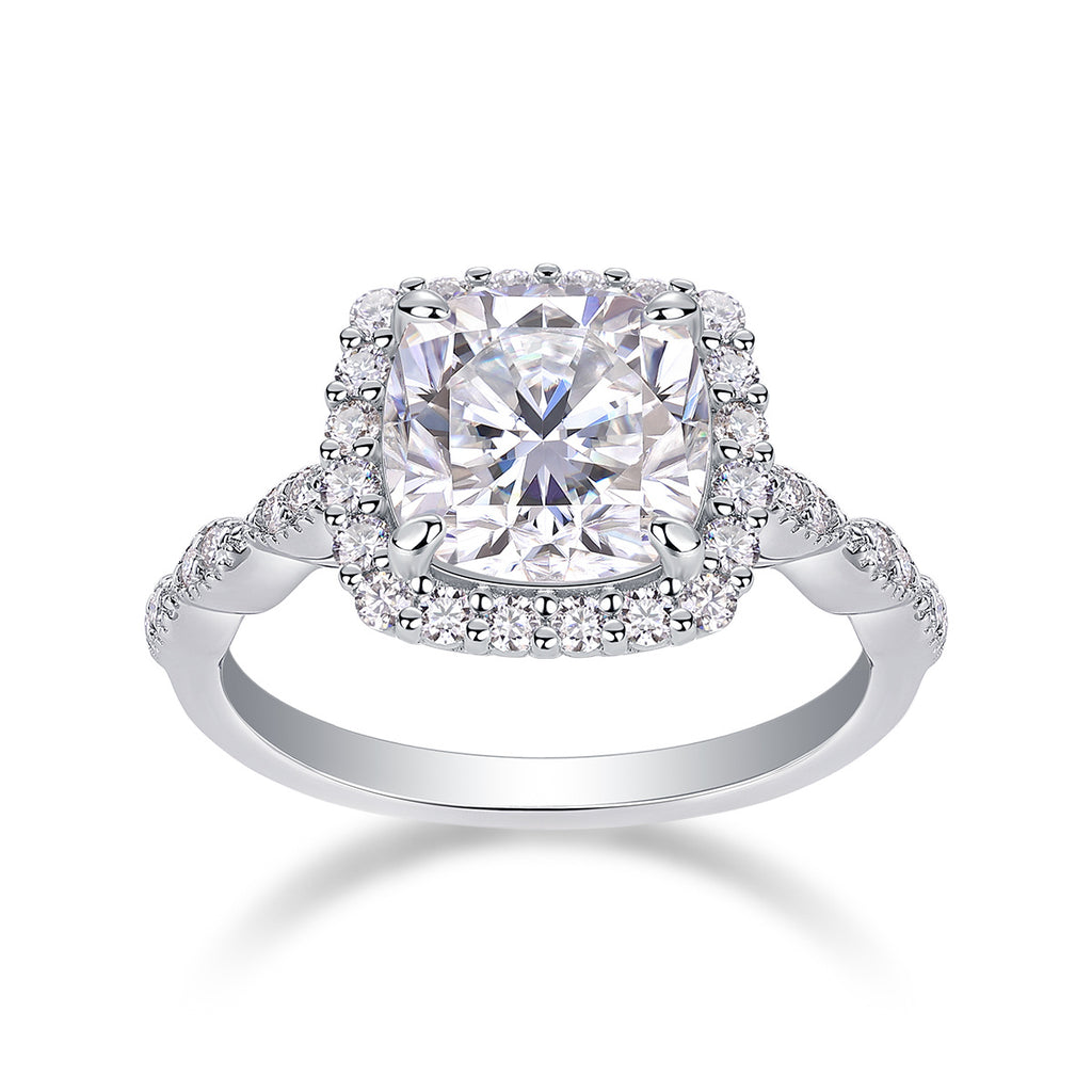 Gorgeous Square Diamond - Set With Moissan S925 Sterling Silver And Platinum-plated Diamond Ring, Fashionable Diamond Jewelry