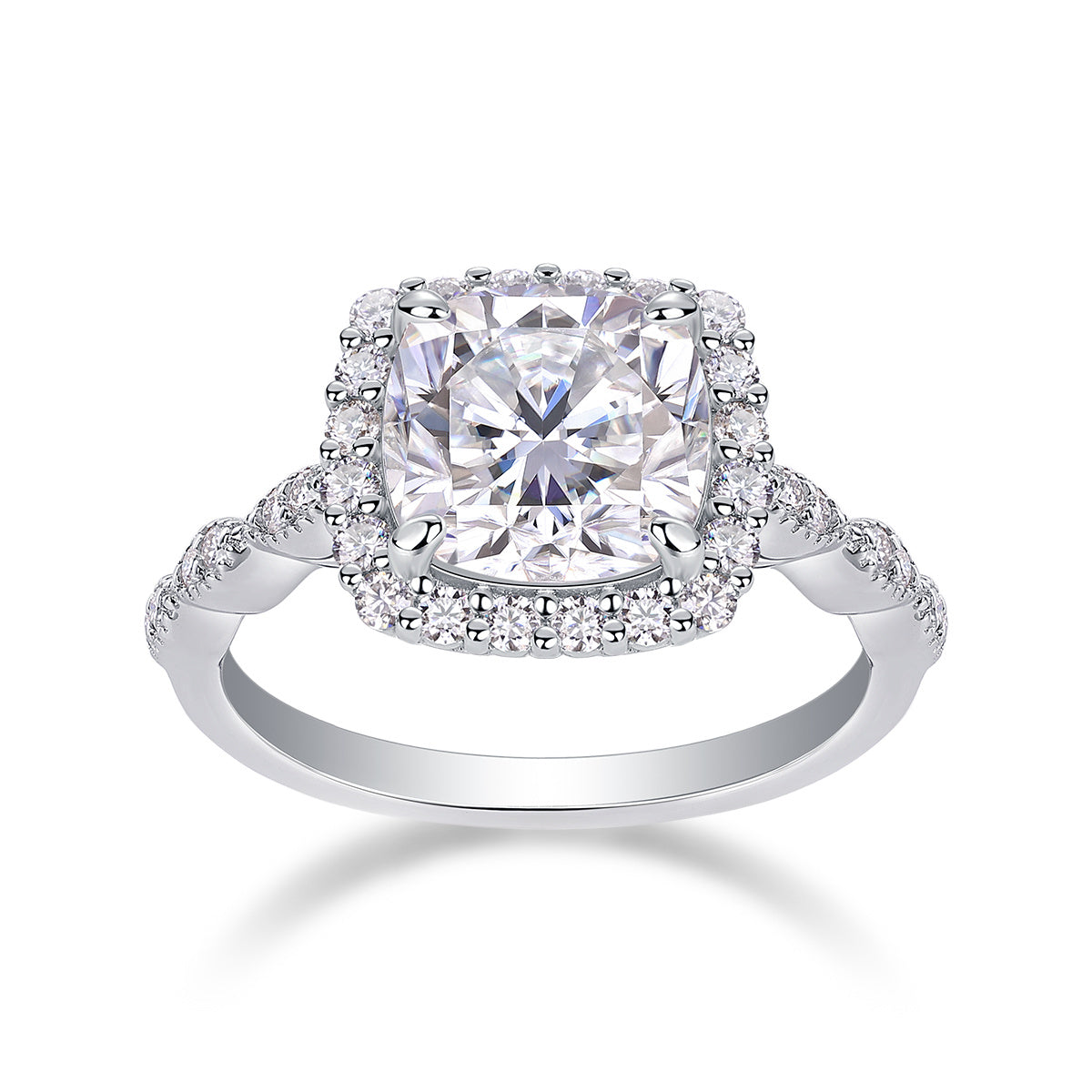 Gorgeous Square Diamond - Set With Moissan S925 Sterling Silver And Platinum-plated Diamond Ring, Fashionable Diamond Jewelry