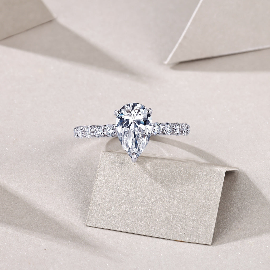 Moonlight Water Drop - A Fashionable Diamond Jewelry Piece Set With Moissanite S925 Sterling Silver And Platinum Diamond Ring