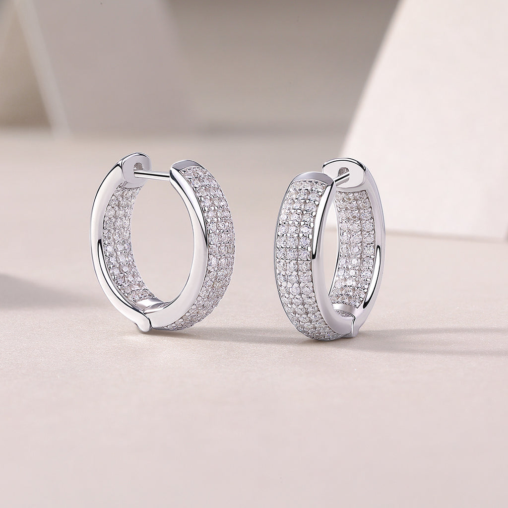 Years - Fashionable Earrings And Stud Jewelry Set With Moissanite S925 Sterling Silver And Platinum-plated Diamonds