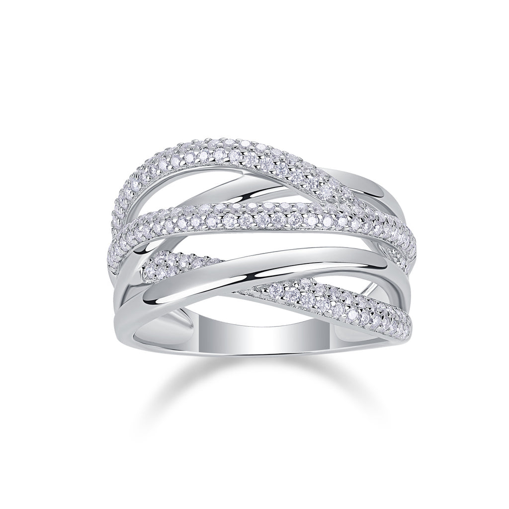 Brilliant Interweaving - A Fashionable And Luxurious Jewelry Accessory Set With Moissanite S925 Sterling Silver And Platinum-plated Diamond