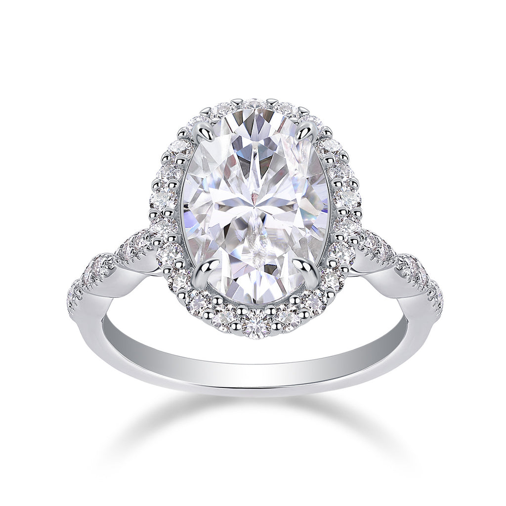 Bright Moon - A Fashionable Diamond Jewelry Piece Set With Moissanite S925 Sterling Silver And Platinum-plated Diamond Ring