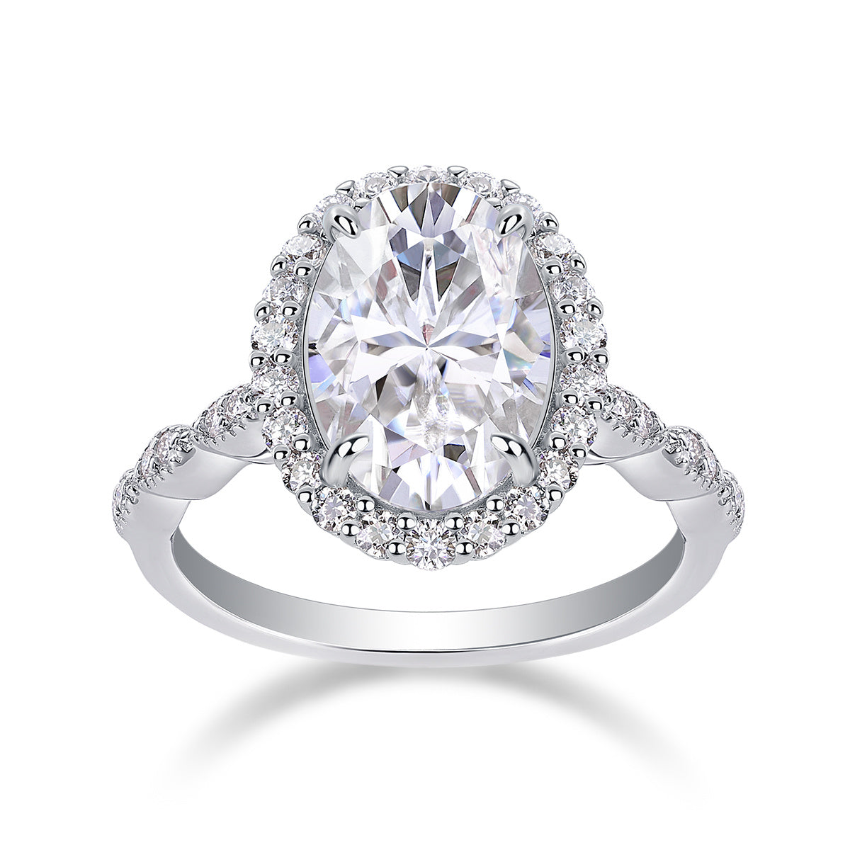 Bright Moon - A Fashionable Diamond Jewelry Piece Set With Moissanite S925 Sterling Silver And Platinum-plated Diamond Ring