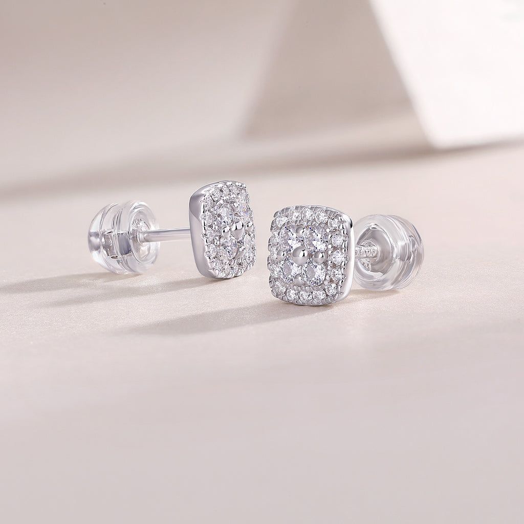 Fog Sea - Fashionable And Luxurious Diamond Jewelry Set With Moissanite S925 Sterling Silver And Platinum-plated Stud Earrings