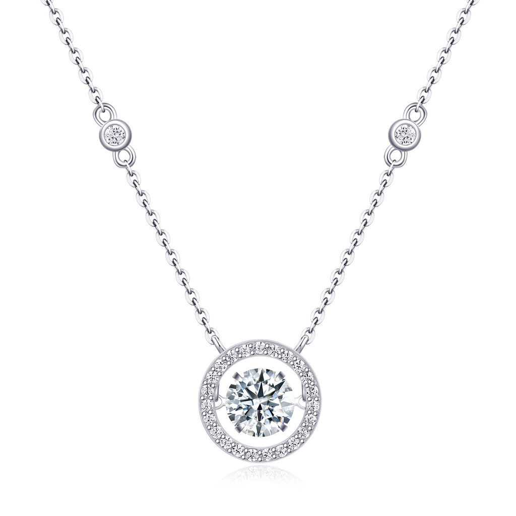 Mobius - A Fashionable And Luxurious Diamond Jewelry Piece Set With 1-carat Moissanite S925 Sterling Silver And Platinum-plated Pendant