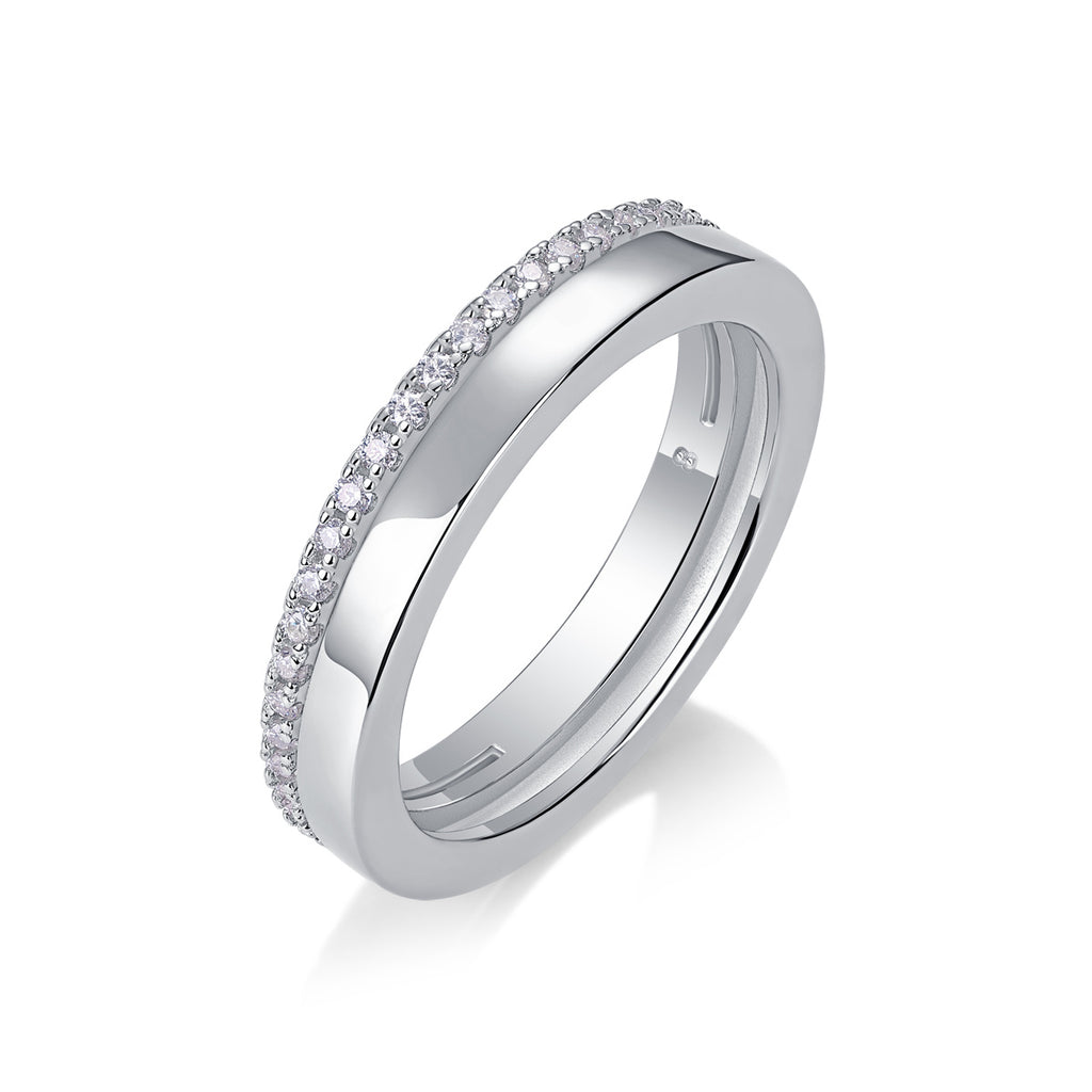 Double Ring Shadow - A Fashionable And Luxurious Jewelry Piece Set With Moissanite S925 Sterling Silver And Platinum-plated Diamond