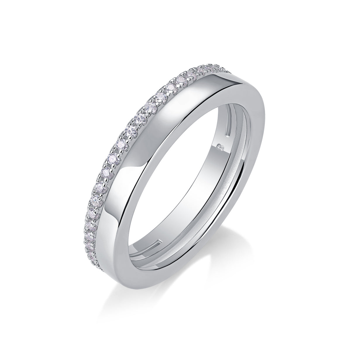 Double Ring Shadow - A Fashionable And Luxurious Jewelry Piece Set With Moissanite S925 Sterling Silver And Platinum-plated Diamond