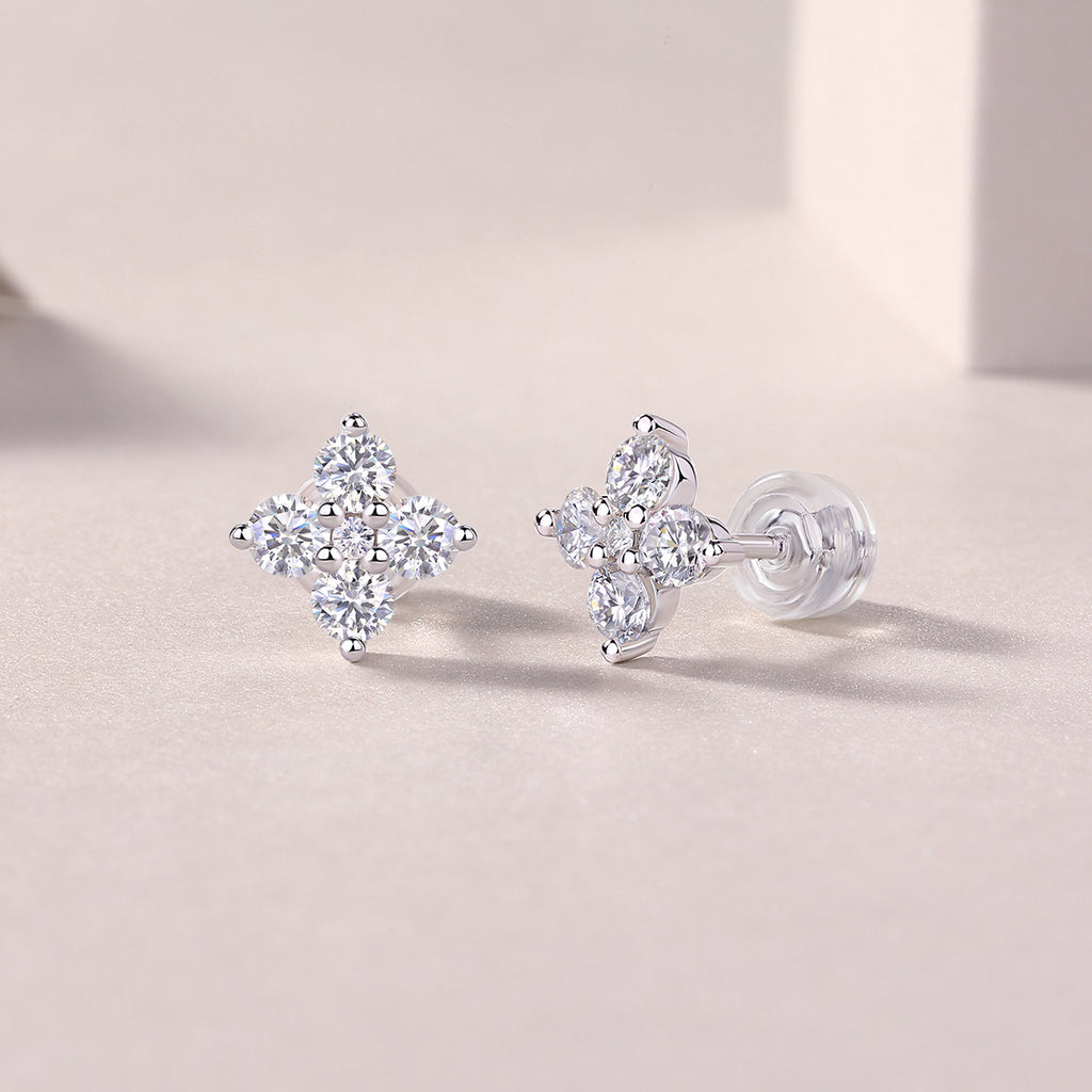 Sweetheart French - Fashionable And Luxurious Diamond Jewelry Set With Moissanite S925 Sterling Silver And Platinum-plated Stud Earrings