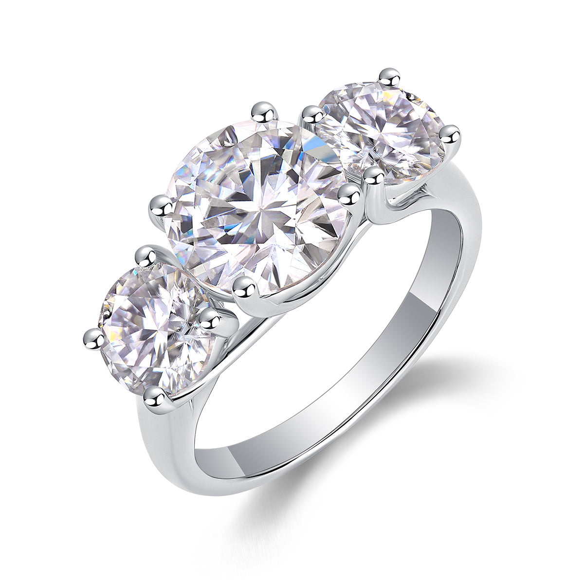 Three Lives Of Fortune - A Fashionable And Luxurious Jewelry Piece Set With 3-carat Moissan Diamond S925 Sterling Silver And Platinum-plated Diamond