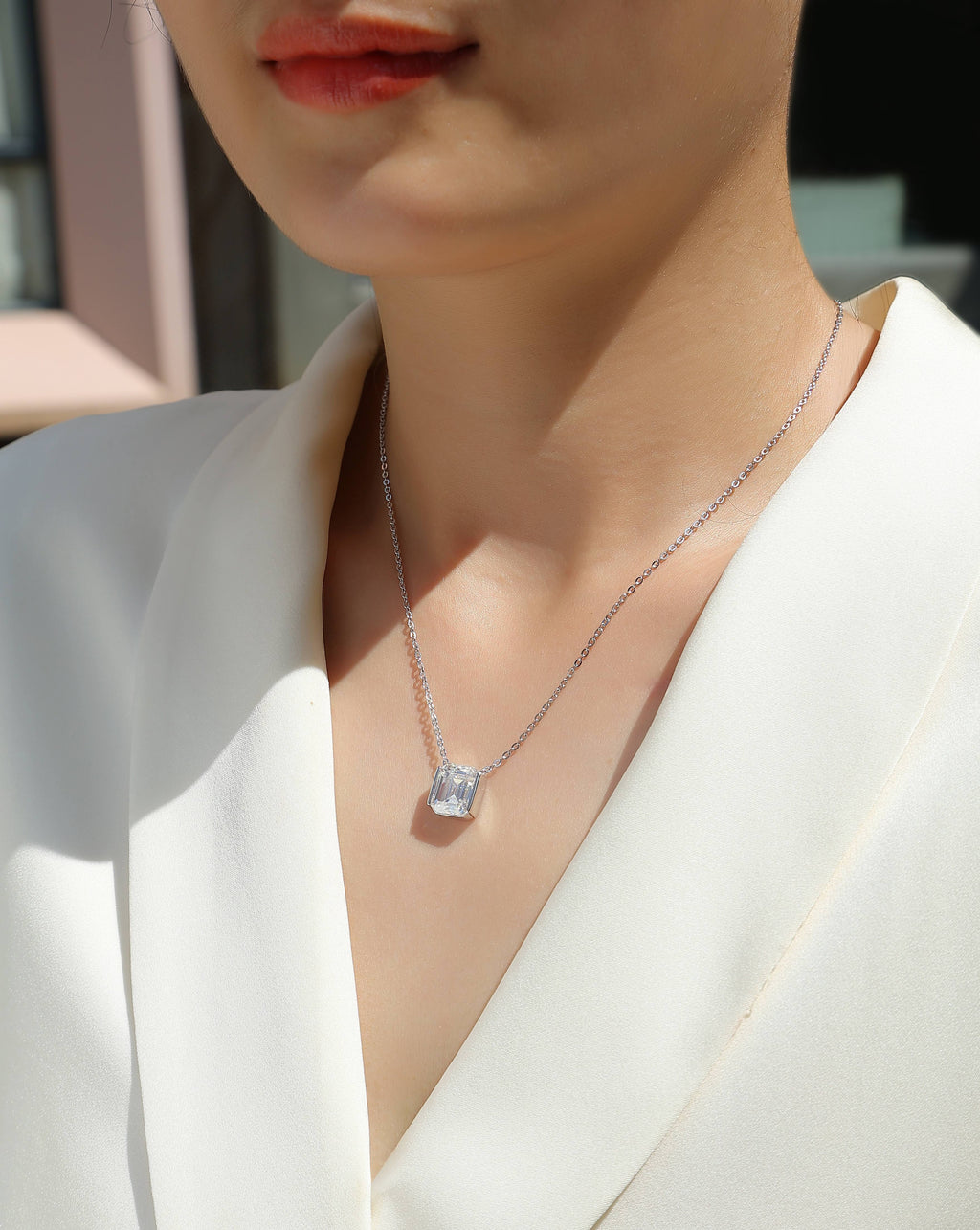 The Brilliance In A Small Space - A Fashionable Jewelry Pendant Set With Moissanite S925 Sterling Silver And Platinum-plated Diamond, Moissanite Silver Jewelry