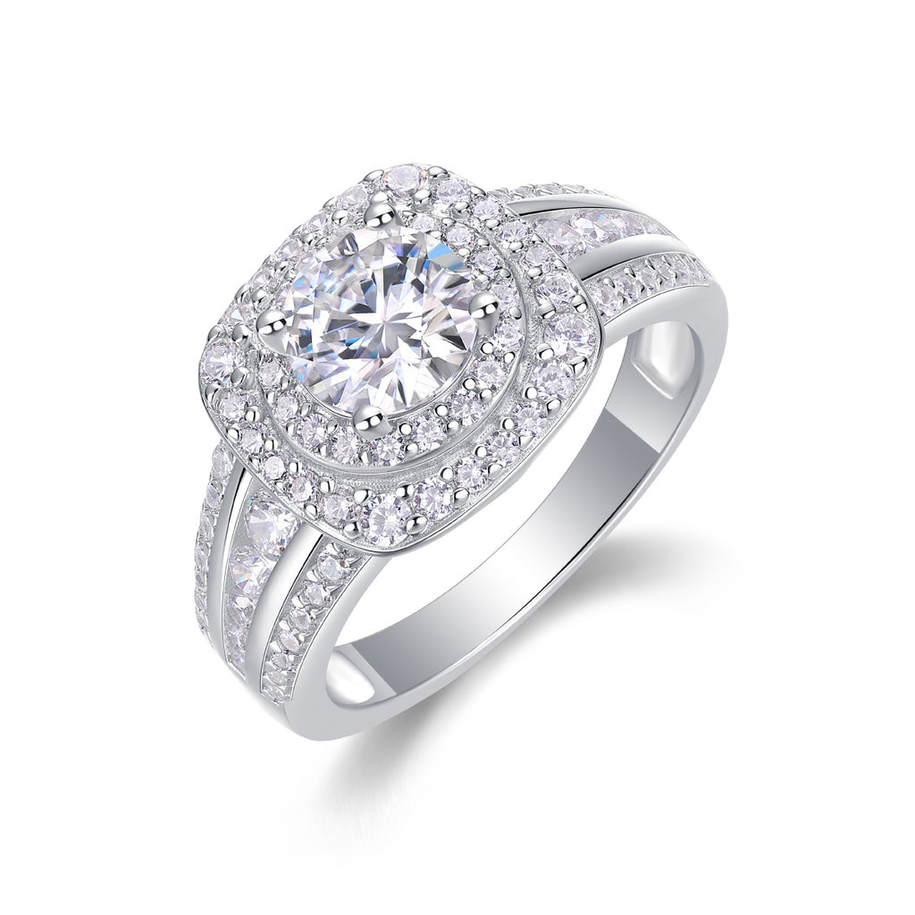 Starry Sky Crown - A Fashionable Jewelry Ring Set With 1-carat Moissan Diamond S925 Sterling Silver And Platinum-plated Diamond
