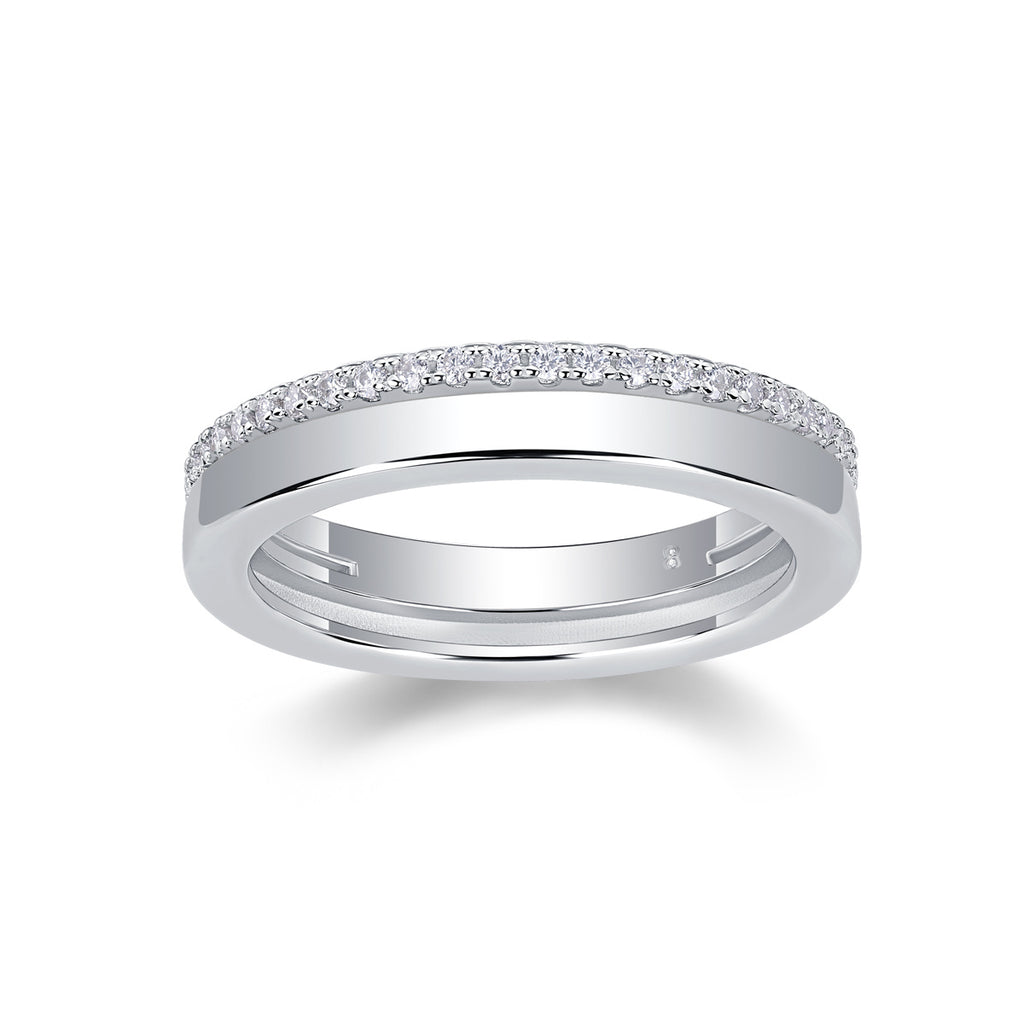 Double Ring Shadow - A Fashionable And Luxurious Jewelry Piece Set With Moissanite S925 Sterling Silver And Platinum-plated Diamond
