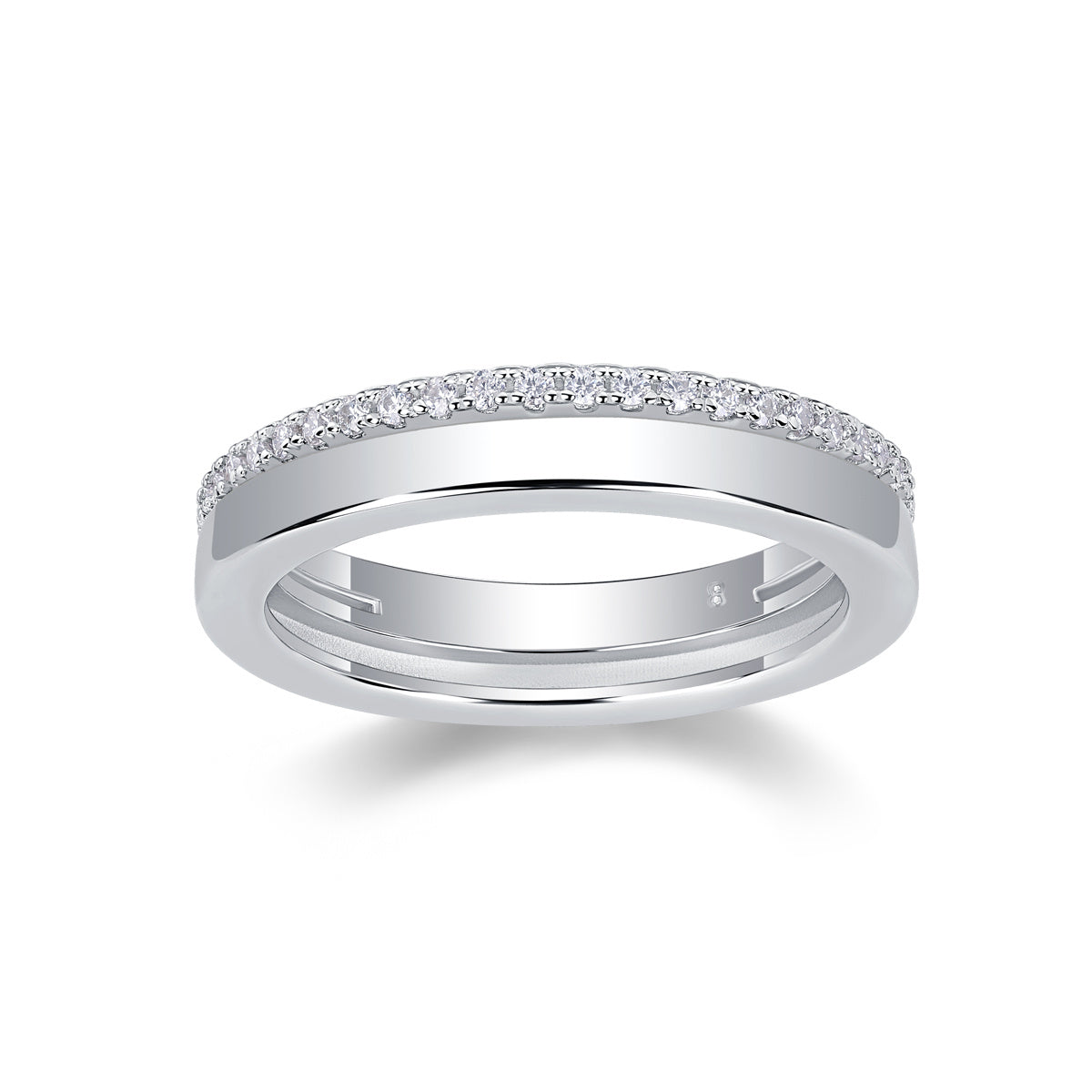Double Ring Shadow - A Fashionable And Luxurious Jewelry Piece Set With Moissanite S925 Sterling Silver And Platinum-plated Diamond