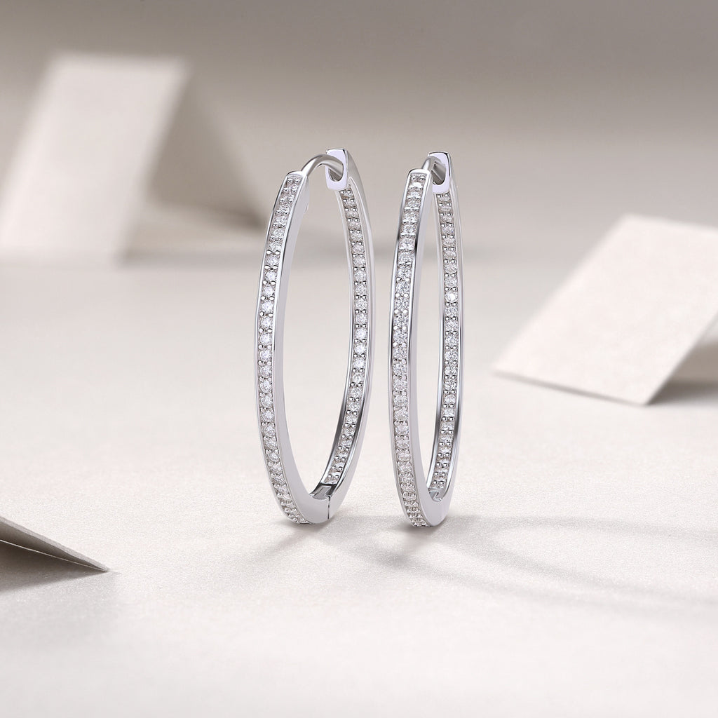 Moon Sea - Fashionable And Luxurious Diamond Jewelry Set With Moissanite S925 Sterling Silver And Platinum-plated Stud Earrings