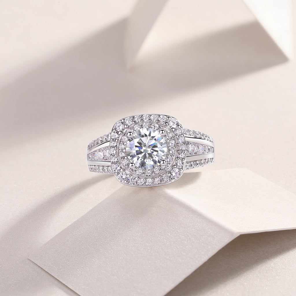 Starry Sky Crown - A Fashionable Jewelry Ring Set With 1-carat Moissan Diamond S925 Sterling Silver And Platinum-plated Diamond