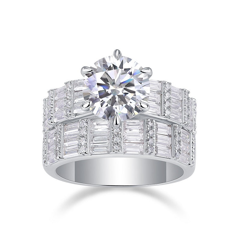 Vanilla - A Fashionable And Luxurious Jewelry Piece Set With 3-carat Moissanite S925 Sterling Silver And Platinum-plated Diamond