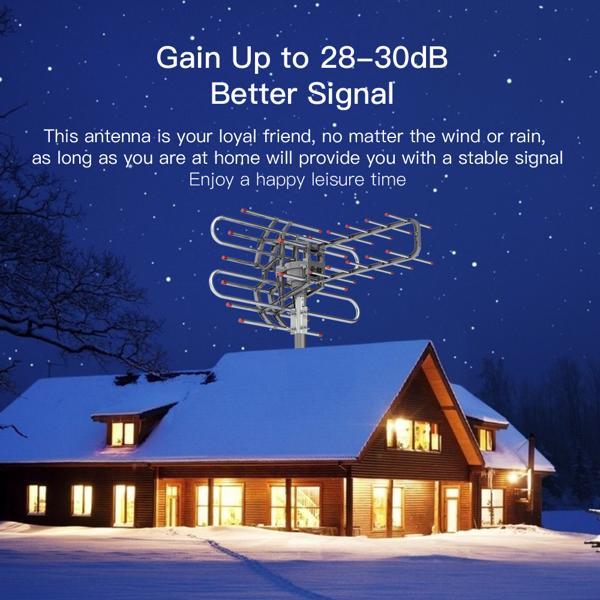 TA-851B 360 Degree Steering TV Antenna 45-860MHz 22-38dB HD Pixel 4K Radiation Range 150 Miles Cable 12 Support 1 TV Outdoor