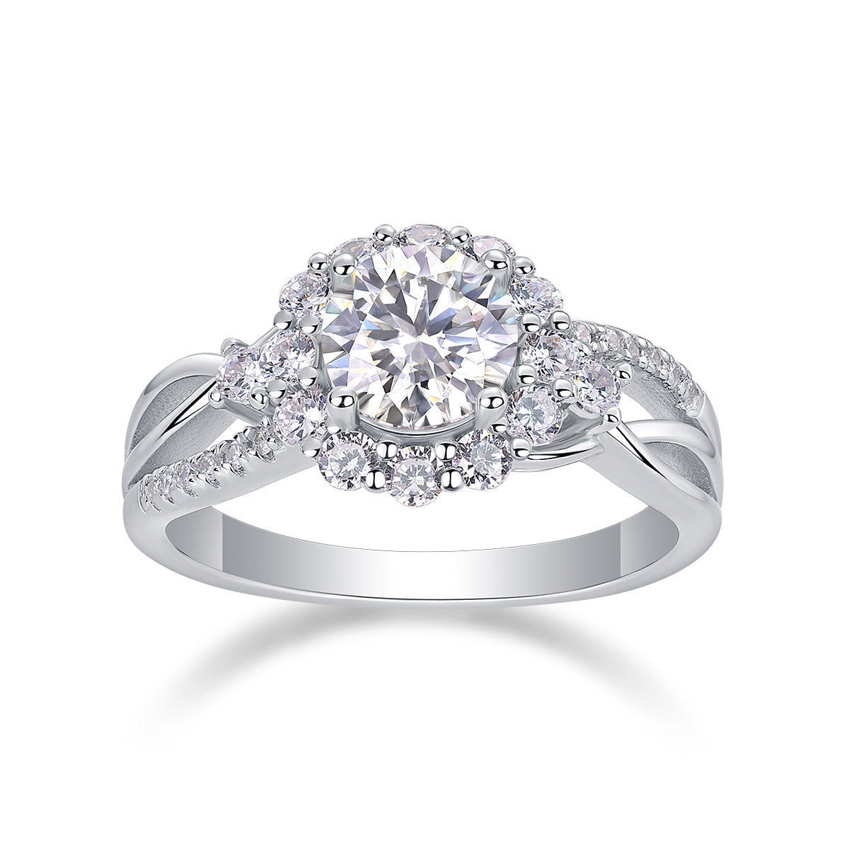 Snow Lotus - A Fashionable And Luxurious Jewelry Piece Set With 2-carat Moissanite S925 Sterling Silver And Platinum-plated Diamond