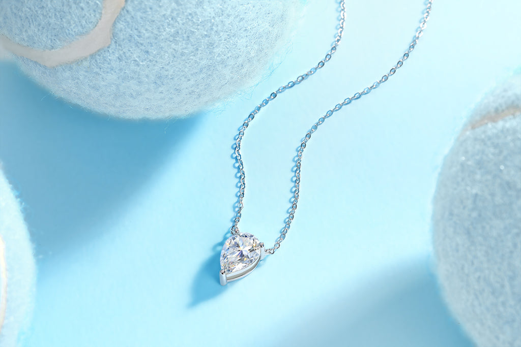 Water Drop - Fashionable Jewelry Pendant Set With Moissanite S925 Sterling Silver And Platinum-plated Diamond, Moissanite Silver Jewelry