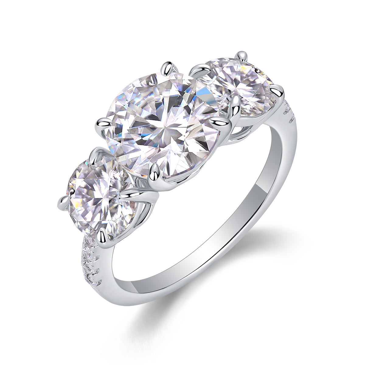 Three Shining Stars - A Fashionable And Luxurious Jewelry Piece Set With 3-carat Moissanite S925 Sterling Silver And Platinum-plated Diamond