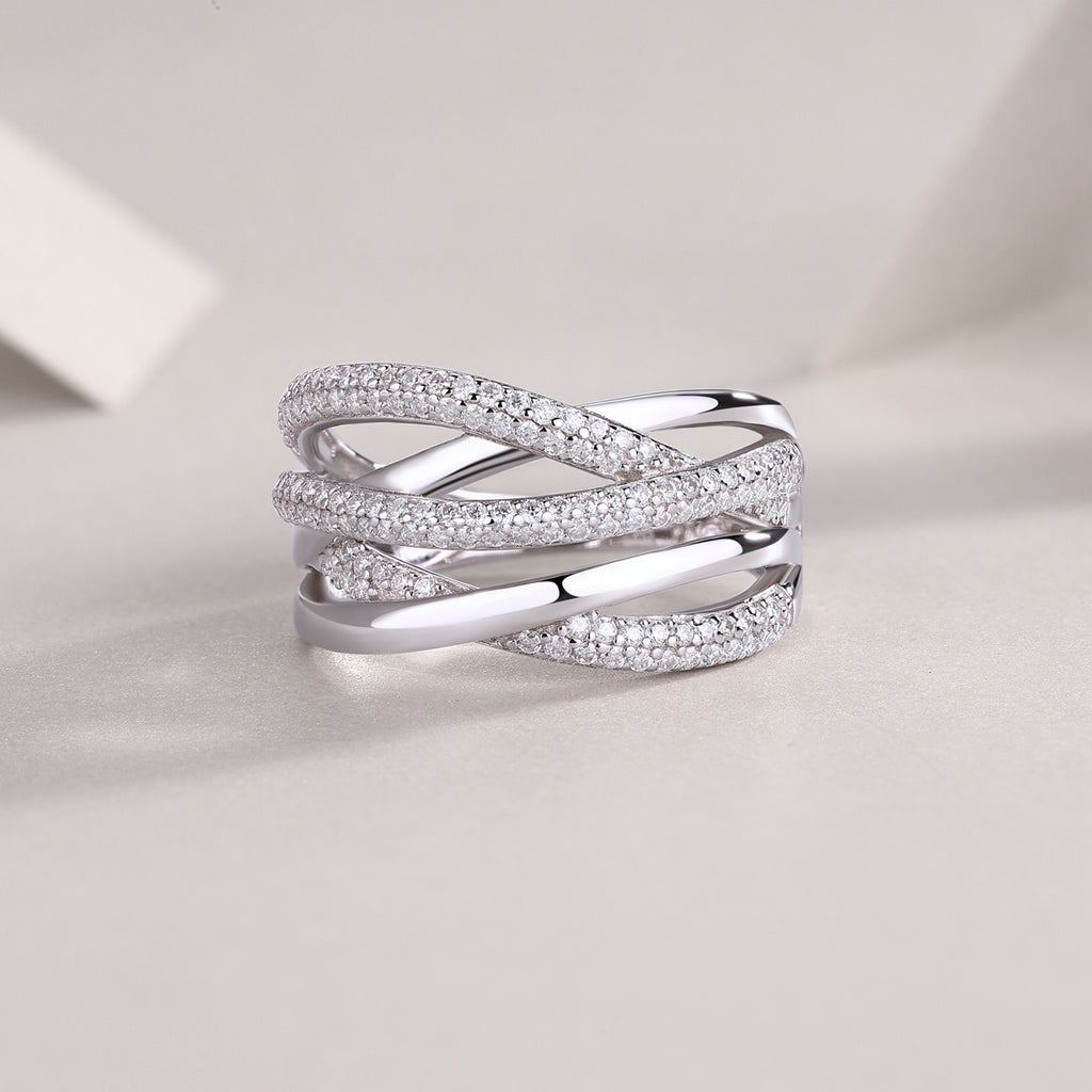 Brilliant Interweaving - A Fashionable And Luxurious Jewelry Accessory Set With Moissanite S925 Sterling Silver And Platinum-plated Diamond