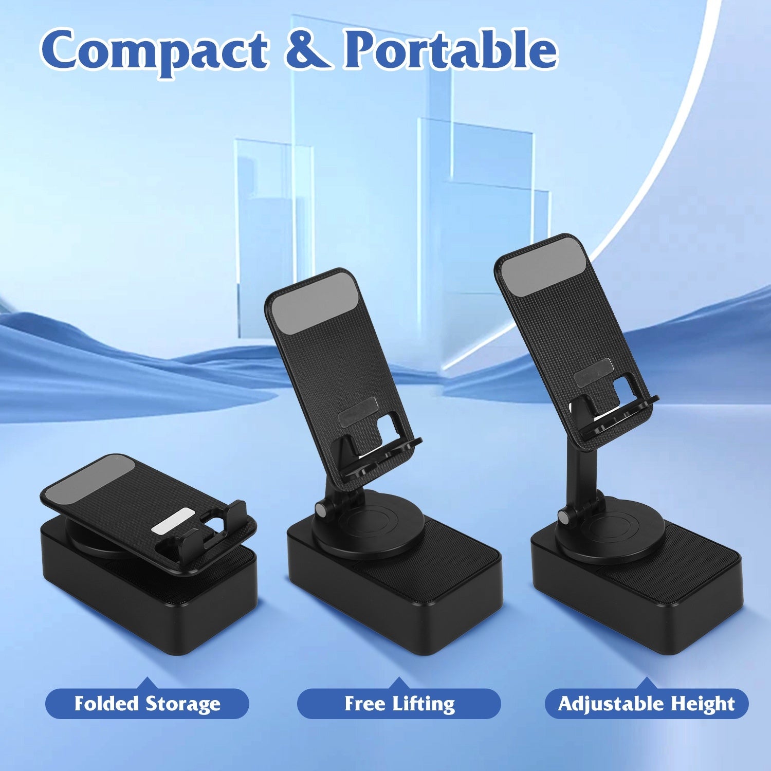 1Pc 4 In 1 Foldable Wireless Speaker Phone Stand With Power Bank 360Degree Rotatable Stand Wireless Speaker 5000mAh Battery RGB Light For Phones IPads
