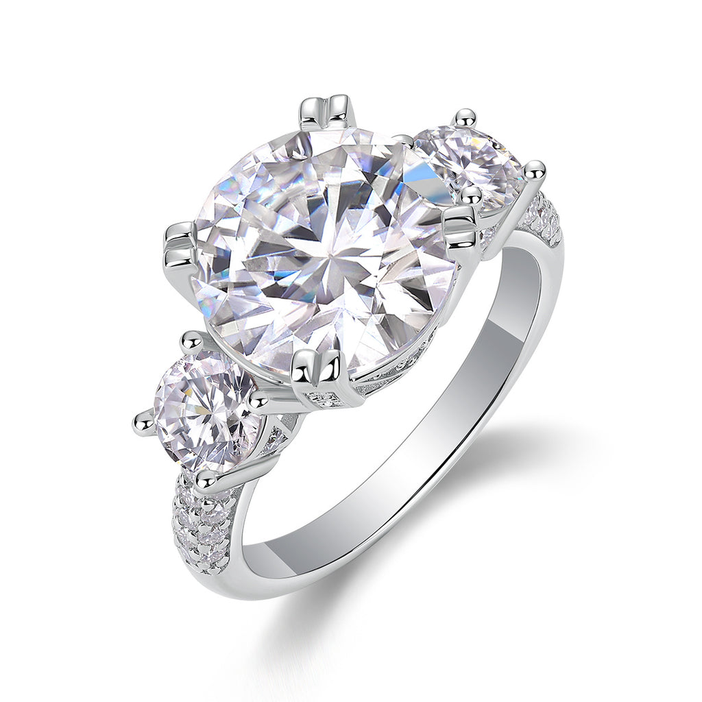 Dazzling Stars - A Fashionable And Luxurious Jewelry Piece Set With 5-carat Moissan Diamond S925 Sterling Silver And Platinum-plated Diamond
