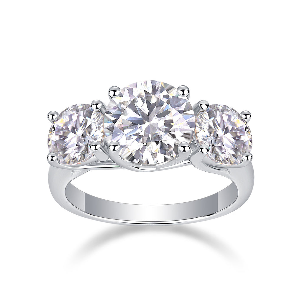 Three Lives Of Fortune - A Fashionable And Luxurious Jewelry Piece Set With 3-carat Moissan Diamond S925 Sterling Silver And Platinum-plated Diamond