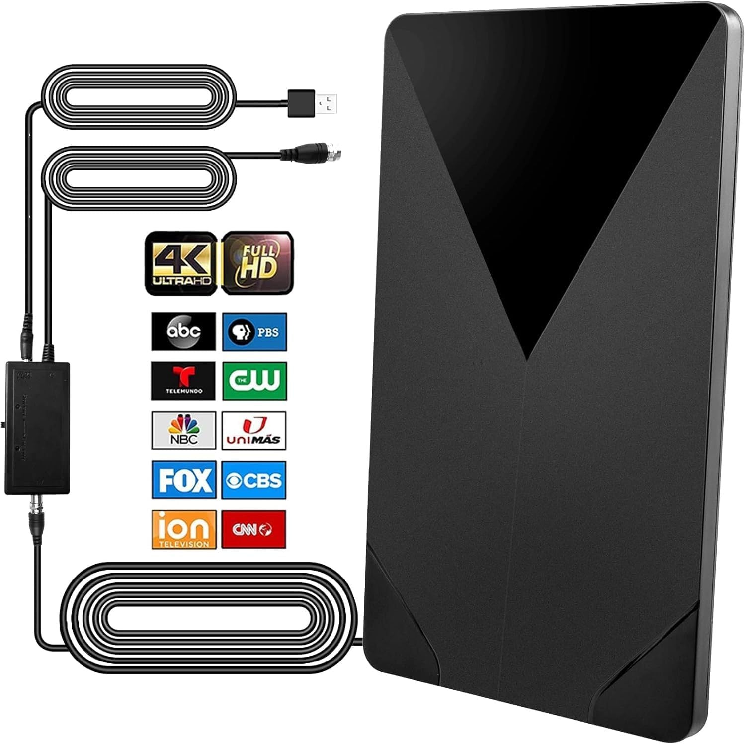Indoor Outdoor HDTV Antenna 2025 Upgrade Digital TV Antenna With Signal Booster Long Range 360 Degree Reception Supports 4K 1080P 35ft Cable Easy Installation Compatible With Smart TVs And Old TVs Bla