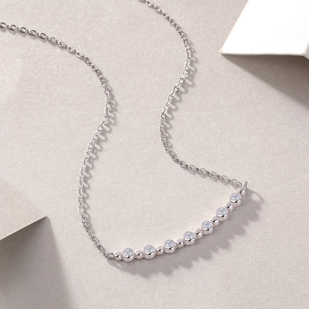 White Moon And Stars - A Fashionable And Luxurious Diamond Jewelry Pendant Set With Moissanite S925 Sterling Silver And Platinum Plating