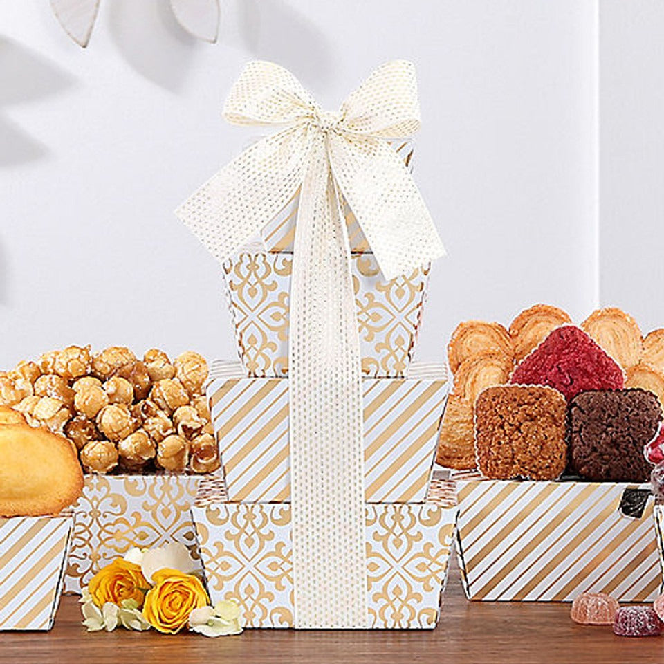 Golden Delights: Nuts &amp; Sweets Gift Tower